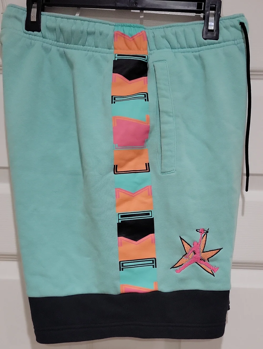 Jordan Mint Green Sweatpants with Multicolor Logo Stripe